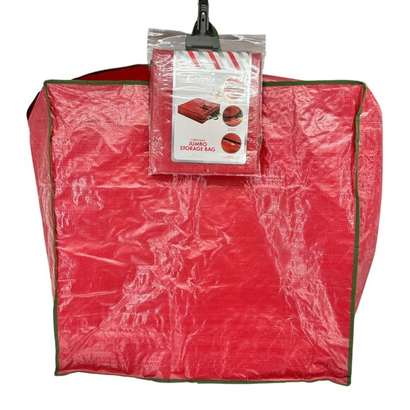 Whitmor Christmas Jumbo Storage Bags 1 New 1 Used Red Zip Up Handles 30x30x8 Red - Picture 1 of 10